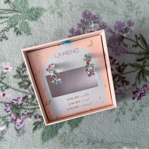 La Meno Butterfly Pearl Crystal Stone Half-Hoop Style Earrings 🦋💜💙